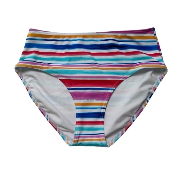 Venus Multi Stripe Rainbow Two-Piece High Waist Triangle Top Bikini, S/M - Picture 5 of 9